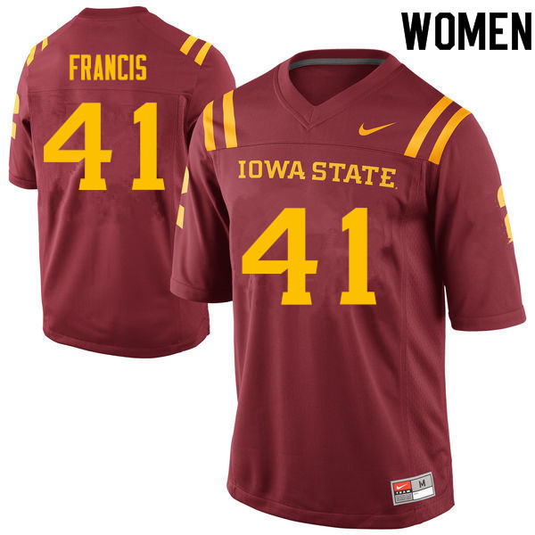 Women #41 Chris Francis Iowa State Cyclones College Football Jerseys Sale-Cardinal